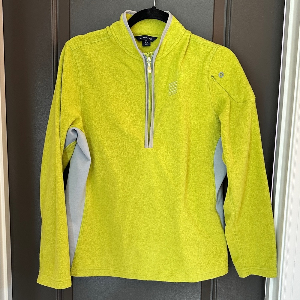 Lands' End Lime Green Quarter-Zip Pullover